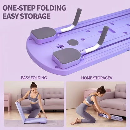 8-In-1 Multi-Functional ABS Yoga Board - Portable Folding Pilates & Abdominal Strength Trainer with Adjustable Handles, Design